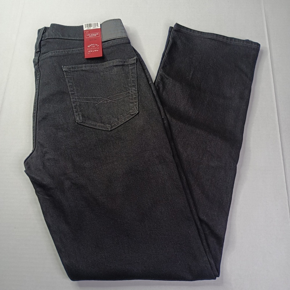 Signature By Levi Strauss Straight Jeans Men's Size 34x34 Black Ultimate Flex
